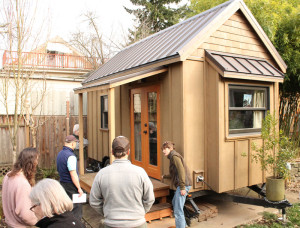 Dee Williams touring a PAD Tiny House Workshop