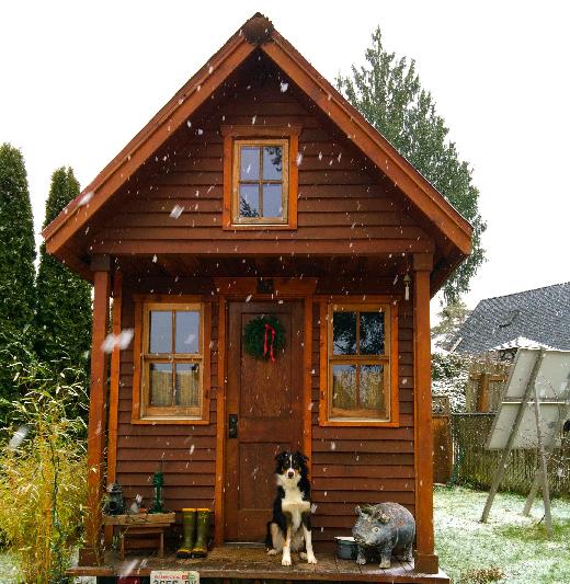 Dee Williams' tiny house in the snow