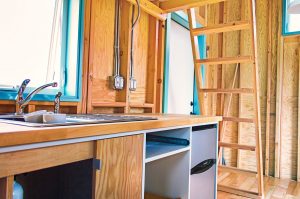 Exposed framing in the Bunk Box Tiny House