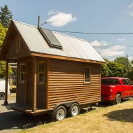 Dee's Kozy Kabin Tiny House Angle View of Porch and Front Door