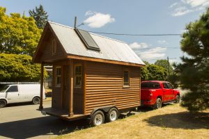 Dee's Kozy Kabin Tiny House Angle View of Porch and Front Door