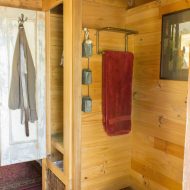 Dee's Kozy Kabin Tiny House Toilet Nook, Closet Door Open