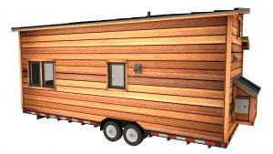 Cider Box Tiny House 24 Foot Long Rendering with Rustic Exterior