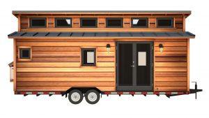Cider Box Tiny House 24 Foot Long Rendering with Rustic Exterior