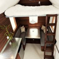 Miter Box Tiny House Sleeping Loft and Dinette from Storage Loft